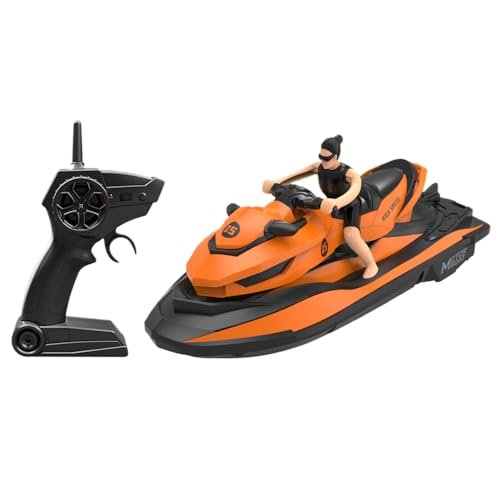 NEXTAKE 2.4GHz Jet Ski RC Boat 1/14 Scale High Speed Remote Control Motorboat with Dual Motors and Detachable Driver Orange