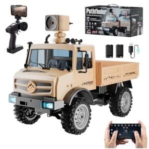 Dodoore German Bismarck Military Battleship RC 1 16 Scale Remote Control Car with Camera All Terrain Off Road RC Truck 2.4GHz Army Transport Vehicle with 2 Rechargeable Batteries for Kids Adults Beige
