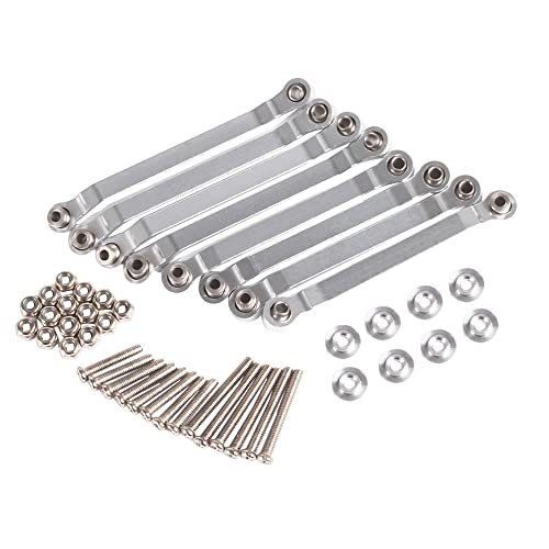 8 Pcs Metal Chassis Pull Rods Suspension Link Mount for RC Car Smoking Tires Upgrade Parts 1/16 WPL C14 C24 1/12 MN D90 D91 MN40 MN45 MN96 MN99 MN99s Silver
