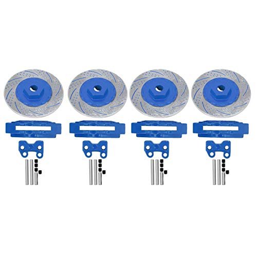 Lybunair 4Pcs Simulation Metal Brake Discs Calipers for 1/10 RC Car Drag Brake Upgrade Dark Blue