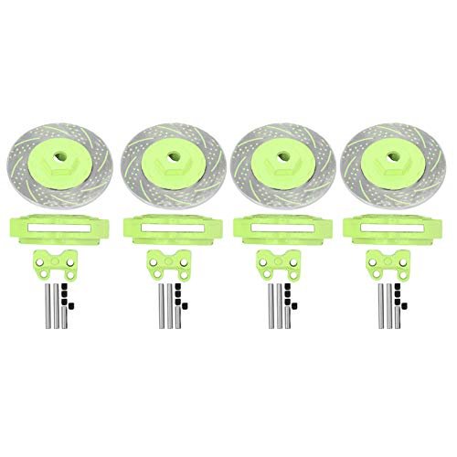 Lybunair 4Pcs Simulation Metal Brake Discs Calipers with RC Car Brake Lights for 1/10 Scale Models Green