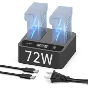 LKTOP RC Car Fast Battery Charger 72W Dual Channel Charging Hub with LED Display for DJI Mini 4 Pro Mini 3 Series