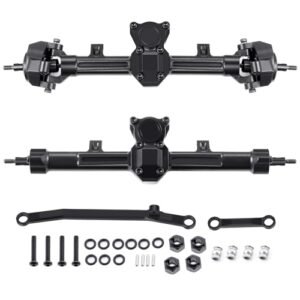 DEWOKI Front Rear Axles 4mm Extended Complete Set for SCX24 Deadbolt JLU C10 Bronco Gladiator Axial 1/24 RC Crawler Upgrade Parts Sofas RC Willey