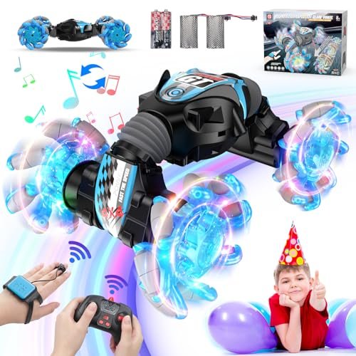 RC Willey Trundle Beds Gesture Sensing Stunt Car 360 Rotating 4WD Remote Control Toy with Lights Music for Kids Ages 8 15
