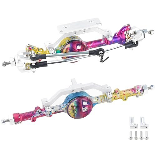 TCRC 3D Printed RC Car Tires Colorful Splash Anodizing Aluminum CNC Front and Rear Axles Assembly Complete Set for 1/10 RC Crawler Car RC4WD D90 Yota II D110