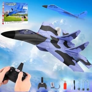 Wonstorex RC Plane Jet Engines 2.4GHz Remote Control Fighter Model Toy with Gyro Stabilization and LED Lights Camouflage Design