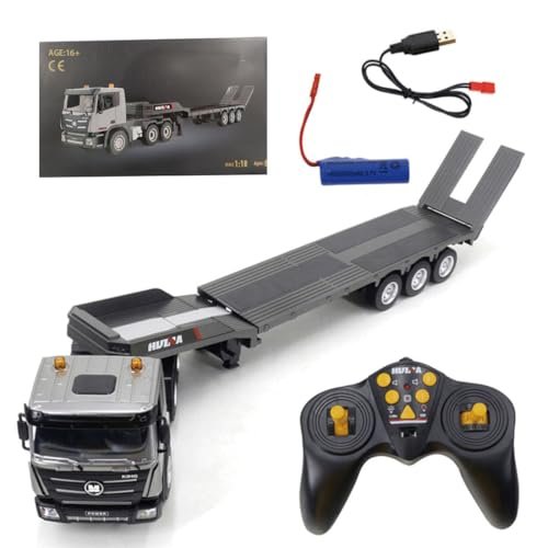 PLAYBUDDY Schmitz Cargobull RC Truck 1/18 Scale 2.4GHz 9CH Remote Control Flatbed Trailer Toy for Adults RTR Version