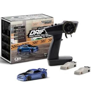 Helidirect 1 76 Scale Drift RC Car Mini Full Proportional P21 SVC Remote Control with 2 Replaceable Body Shells Dark Blue