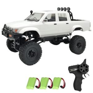 Dodoore WPL C64 1 1/16 Scale RC Dually Truck 2 4GHz Remote Control 4WD Off Road Crawler with LED Lights and 3 Rechargeable Batteries White