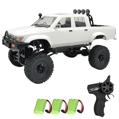 Dodoore WPL C64 1 1/16 Scale RC Dually Truck 2 4GHz Remote Control 4WD Off Road Crawler with LED Lights and 3 Rechargeable Batteries White