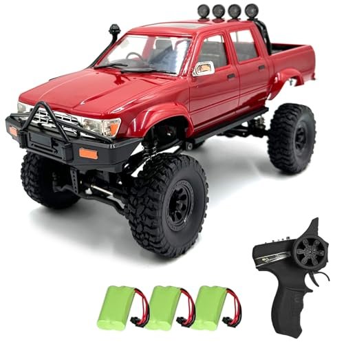 Dodoore RC Rock Crawler WPL C64 1/16 Scale RC Truck Featured in Scale RC Magazine 2.4GHz Remote Control 4WD Off Road Crawler with LED Lights and Rechargeable Batteries for Adults Red