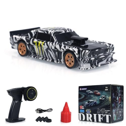 Hubez 1/43 Scale Mini Storms Drift Car RC Willey Writing Desk Compatible Mini Drift RC Car with 2.4G Full Proportional Remote Control