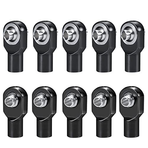 MORFUM 10Pcs RC Link Tie Ball Joint M3 Ball Head Metal Rod Ends for 1/10 Traxxas Slash 4x4 Telluride Stampede Rustler RC Car Mag Upgrade Black