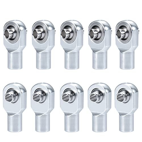 MORFUM 10Pcs RC Link Tie Ball Joint M3 Ball Head Metal Rod Ends for 1/10 Traxxas Slash 4x4 Telluride Stampede Rustler RC Car Park Upgrades Silver