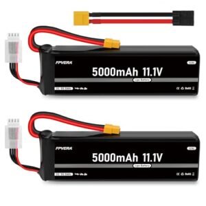 FPVERA 11.1V 3S LiPo Battery 5200mAh 80C with TR Plug for RC Car RC Truck Airplane Helicopter Boat Racing Car(2 Packs)
