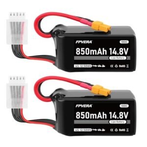 FPVERA 850mAh 14.8V 100C 4S LiPo Battery Pack with XT30 Plug for FPV Drones