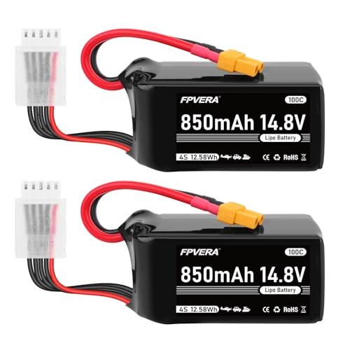 FPVERA 850mAh 14.8V 100C 4S LiPo Battery Pack with XT30 Plug for FPV Drones