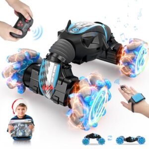 Computer Desk RC Willey Stunt Car with Remote Control and Gesture Sensing for Kids 360 Degree Spins and Flips Music Birthday Gift for 8 15 Years Boys and Girls