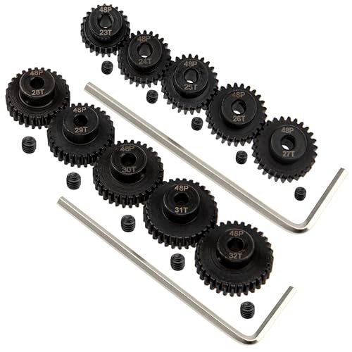Steel 48P 3.175mm Pinion Gear Sets 28T to 32T and 23T to 27T for 3.175mm Shaft RC Cars