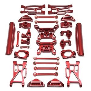 Metal Upgrade and Modification Kit Package for MJX 1/10 10208 Monster RC Car Parts(Red)