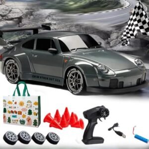 Hwocw Retro Drift Master Rc, 4wd 1/20 High-Performance Mini Rc Drift Car with Racing and Drifting Wheels, LED Light, Rechargeable Retro Drift Master Rc for Adults, Customizable Drift Course (Green)