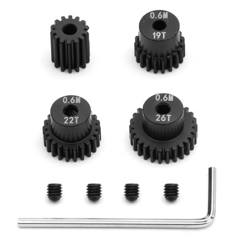 ZLiT 14T 19T 22T 26T Hard Steel Pinion Motor Gear Kit for MJX Hyper Go 1/14 14301 14303 and 1/16 16208 16210 RC Cars Perfect for Go Discovery RC Plane Enthusiasts