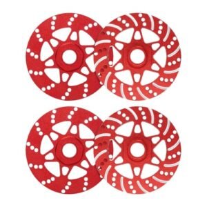 JWQFBC 4Pcs RC Wheel Brake Disc 17mm Hex Replacement Brake Disc Decoration, Aluminum Alloy for Parts 1/7 1/8 Model Car DIY Modified, red