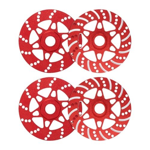 JWQFBC 4Pcs RC Wheel Brake Disc 17mm Hex Replacement Brake Disc Decoration, Aluminum Alloy for Parts 1/7 1/8 Model Car DIY Modified, red