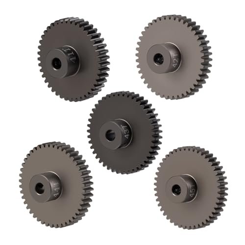 BRKRC Aluminum Alloy 48P 3.175mm Pinion Gear Sets 5pcs for HPI Losi Axial Traxxas Tamiya Brushless Motor 1/10 1/8 1/7 1 6 1/5 RC Car Upgrade 41T 42T 43T 44T 45T
