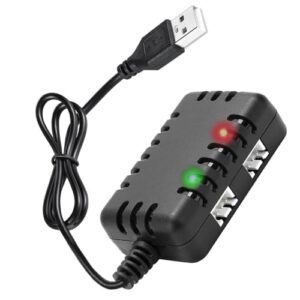 JIECHHUN 2 in 1 USB Balance Charger Cable 1A with XH 3P Connector Plug for 2S 7.4V LiPo Battery Perfect for RC Drag Boat and Other RC Vehicles