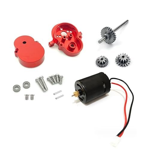 Dynam RC Jet Metal Transmission Gearbox with 370 Motor Steel Gear for WPL D12 D42 1/10 RC Car Upgrade Parts Accessories Red