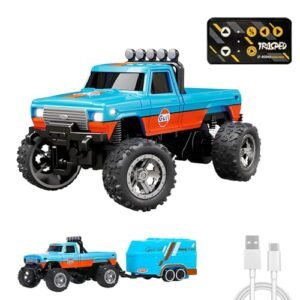 Edottbag 1/6 Scale RC Monster Truck with Trailer 2.4GHz All Terrain Off Road Remote Control Car Speed Steering Adjustable