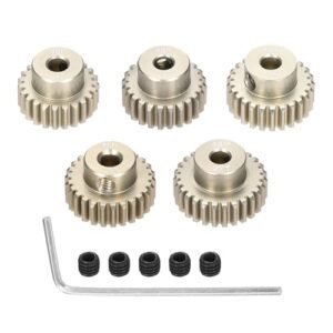Rebower 5Pcs 48P Pinion Gear Set 23T 24T 25T 26T 27T for 3.175 mm Shaft Aluminium Alloy Pinion Gear with Screws and Hexagonal Wrench for RC Motor