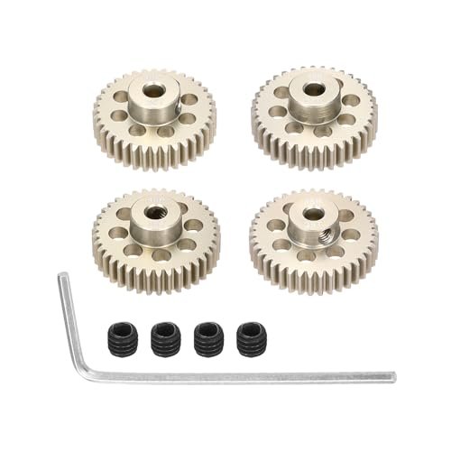 Rebower 4Pcs 48P Pinion Gear Set 36T 37T 38T 39T for 3.175 mm Shaft Aluminium Alloy Pinion Gear with Screws and Hexagonal Wrench Perfect for Cutlass RC Body Upgrades