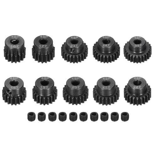Rebower 48P Steel Pinion Gear Set 16T to 25T for 3.175mm Shaft RC Car Motor Accessories