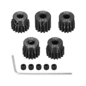 Rebower 48 P Steel Pinion Gear Set 14T 15T 16T 17T 18T for RC P 38 ARF Models with 3.175 mm Shaft Hardened Steel Pinion Gear Includes Screws and Hexagonal Wrench