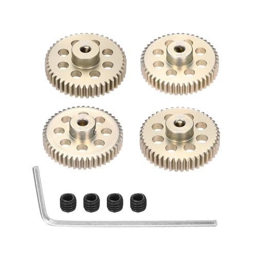 Rebower 4Pcs 48P Pinion Gear Set 44T 45T 46T 47T for 3.175 mm Shaft Aluminium Alloy Pinion Gear with Screws and Hexagonal Wrench Ideal for RC Plane Bird Strike Prevention