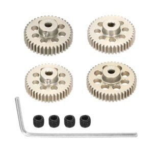 Rebower 4Pcs 48P Pinion Gear Set 40T 41T 42T 43T for 3.175 mm Shaft Aluminium Alloy Pinion Gear with Screws and Hexagonal Wrench Compatible with LX RC Shocks