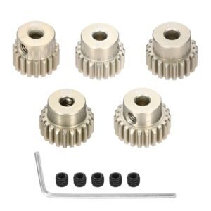 Rebower 5Pcs 48P Pinion Gear Set 18T 19T 20T 21T 22T for 3.175 mm Shaft Aluminium Alloy Pinion Gear with Screws and Hexagonal Wrench for LW PLA RC Plane Motor