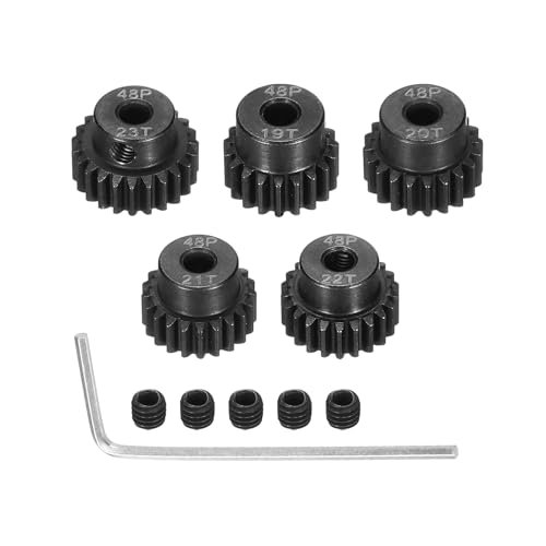 Rebower 48 P Steel Pinion Gear Set 19T 20T 21T 22T 23T for 3.175 mm Shaft Compatible with P 38 Lightning RC ARF Models