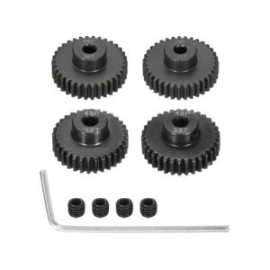 Rebower 48 P Steel Pinion Gear Set 32T 33T 34T 35T for 3.175 mm Shaft Hardened Steel Pinion Gear with Screws and Hexagonal Wrench Ideal for P 38 Lightning RC Plans