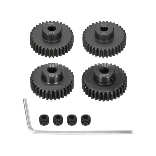 Rebower 48 P Steel Pinion Gear Set 32T 33T 34T 35T for 3.175 mm Shaft Hardened Steel Pinion Gear with Screws and Hexagonal Wrench Ideal for P 38 Lightning RC Plans