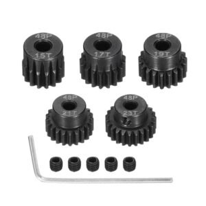 Rebower 48P Steel Pinion Gear Set 15T 17T 19T 21T 23T for 3.175mm Shaft RC Car Motor Accessories