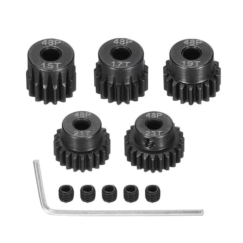 Rebower 48P Steel Pinion Gear Set 15T 17T 19T 21T 23T for 3.175mm Shaft RC Car Motor Accessories