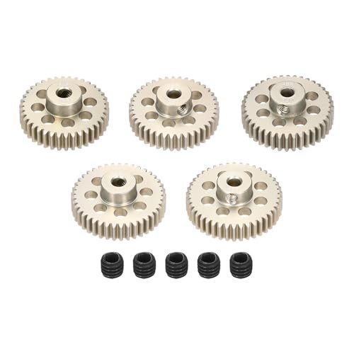 Rebower 5Pcs 48P Pinion Gear Set 38T 39T 40T 41T 42T for 3.175 mm Shaft Aluminium Alloy Pinion Gear with Screws Compatible with 17 mm RC Tires