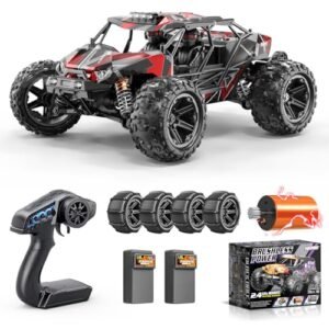 Discount RC Cars and Trucks 1/14 Scale Brushless RC Car with Full Roll Cage Frame 4WD Max 42mph Remote Control Trucks for Adults Includes Two 2S LiPo Batteries and Extra Tires 3S LiPo Compatible