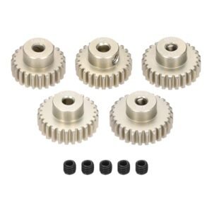 Rebower 5Pcs M0.6 Pinion Gear Set 23T 24T 25T 26T 27T for 3.175 mm Shaft Aluminium Alloy Pinion Gear with Screws for RC Motor