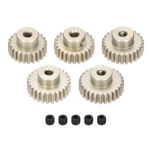 Rebower 5Pcs M0.6 Pinion Gear Set 23T 24T 25T 26T 27T for 3.175 mm Shaft Aluminium Alloy Pinion Gear with Screws for RC Motor