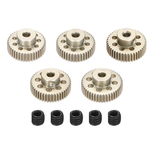 Rebower 5Pcs 64DP Pinion Gear Set for Shifts RC 41T 42T 43T 44T 45T Aluminium Alloy with Screws 3.175mm Shaft