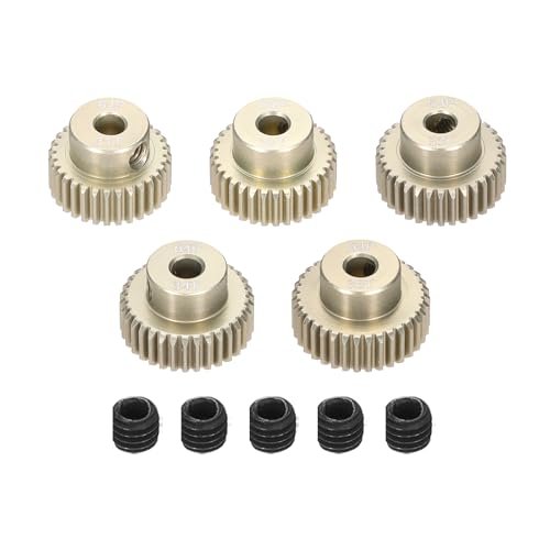Rebower 5Pcs 64DP Pinion Gear Set 31T 32T 33T 34T 35T for 3.175 mm Shaft Aluminium Alloy RC Motor Gears with Screws